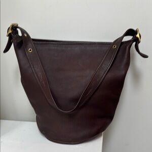 Vintage Coach Brown Leather Bucket Bag